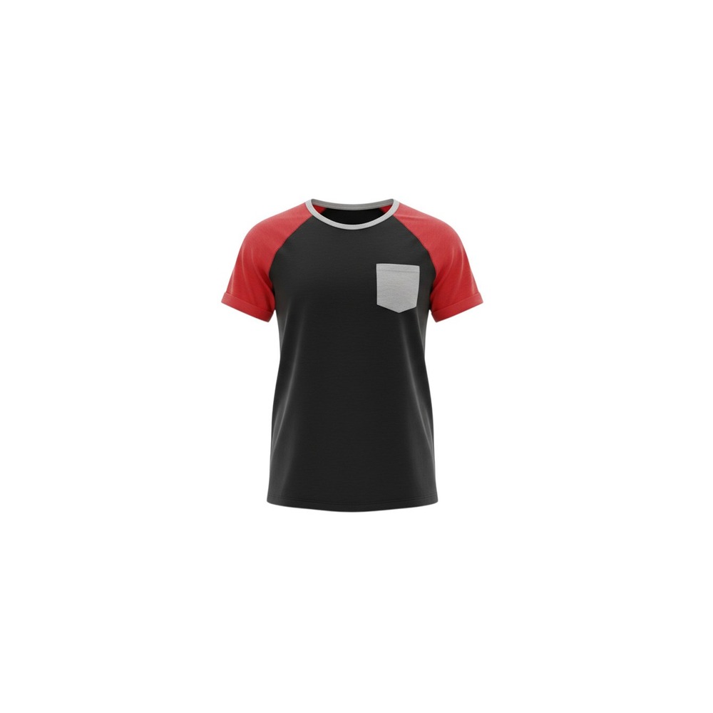Rue21 Raglan Shirt Mens Small Black Red Grey Pocket Tee Colorblock Short Sleeve